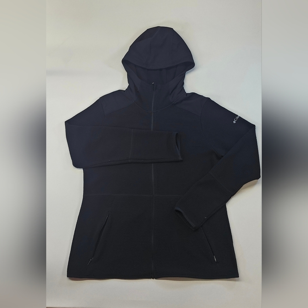 Columbia Black Textured Running Jacket With Hood Size X-Large